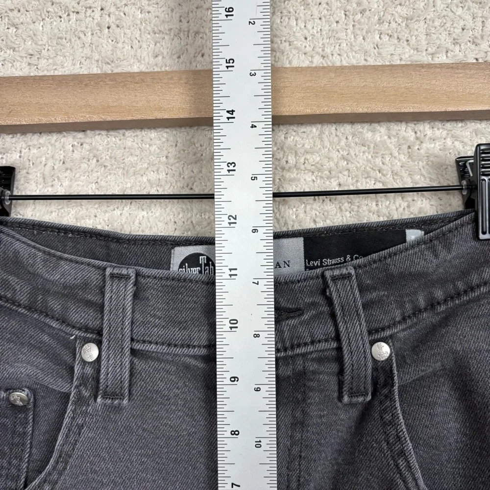 Levis Silvertab Jeans Womens 27 Black Mom Jean‎ High Rise Barrell Zip Fly Denim